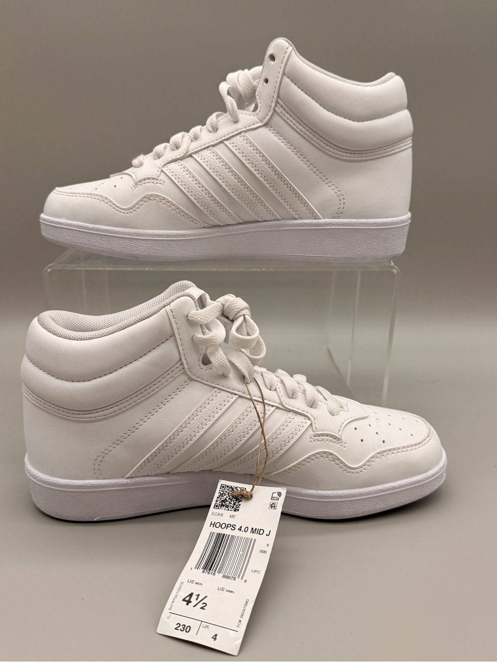 Adidas Hoops 4.0 Mid J White High-Top Sneakers